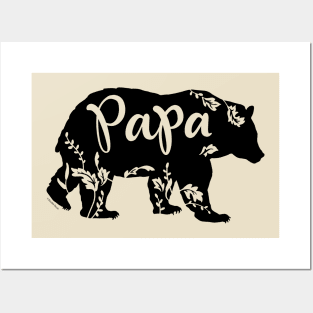 Papa Bear with Nature Leaves & Foliage Posters and Art